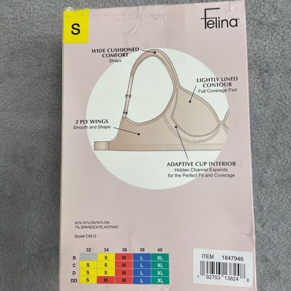 NEW 2-Pack Felina Women's S Adaptive Cup Wire Free Bra Black Beige - Picture 7 of 8